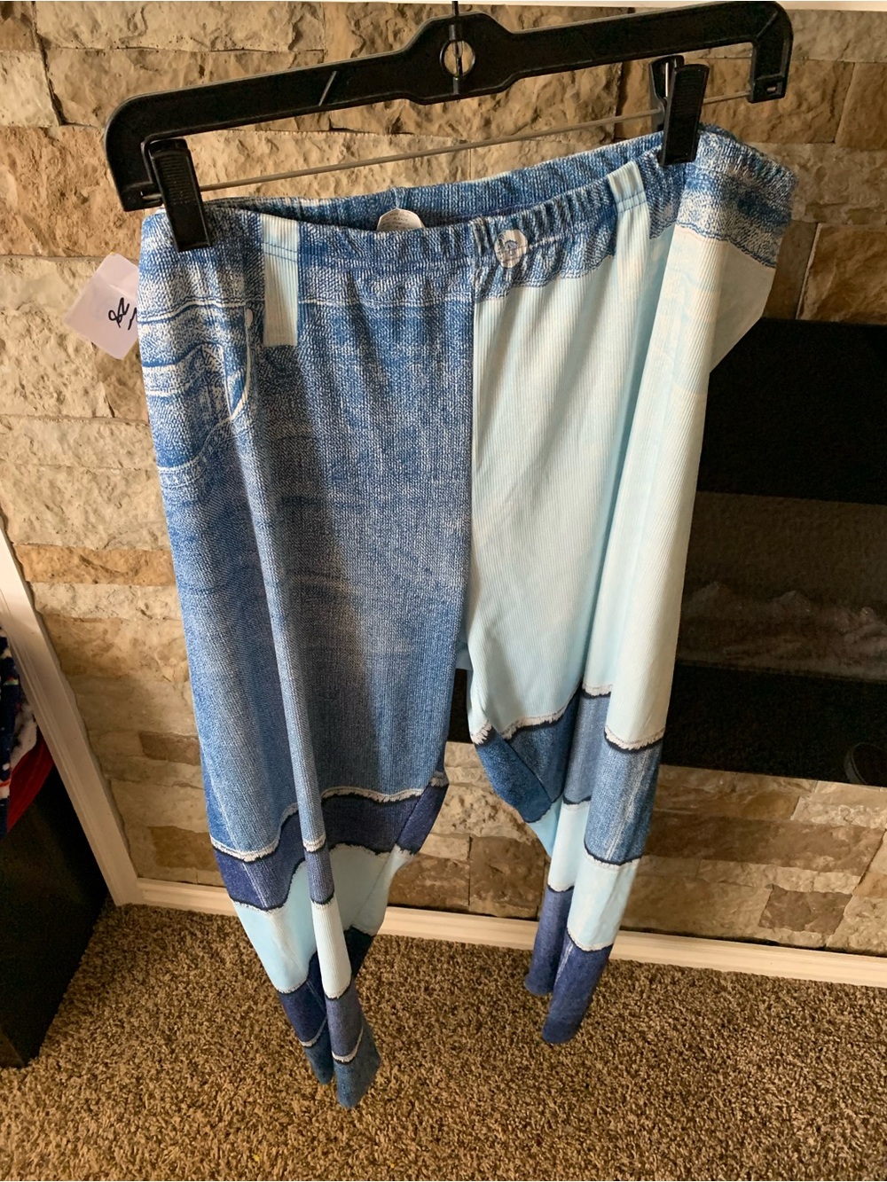 Brand New Patchwork Light Blue Women’s Curvy Bottoms Tights